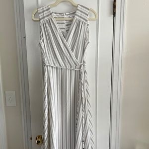 Calvin Klein Striped Faux wrap dress